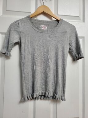 Tristan Grey Shirt With Ruffle Details - Size S